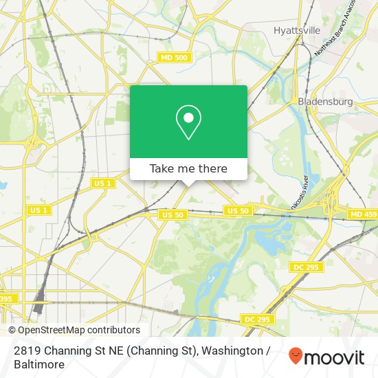 Mapa de 2819 Channing St NE (Channing St), Washington, DC 20018