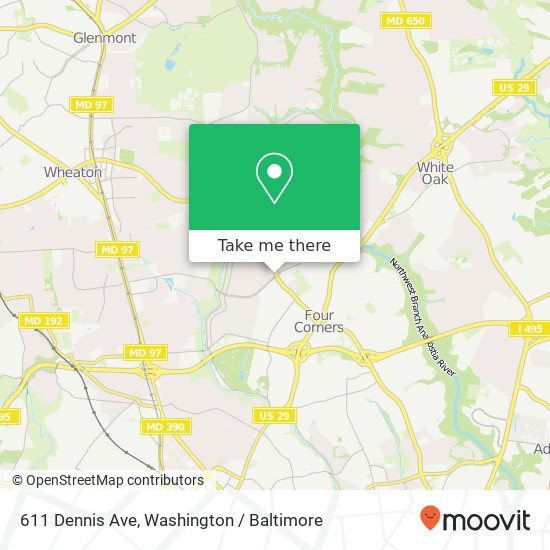 Mapa de 611 Dennis Ave, Silver Spring, MD 20901