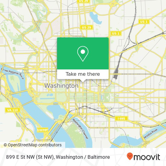 Mapa de 899 E St NW (St NW), Washington, DC 20004