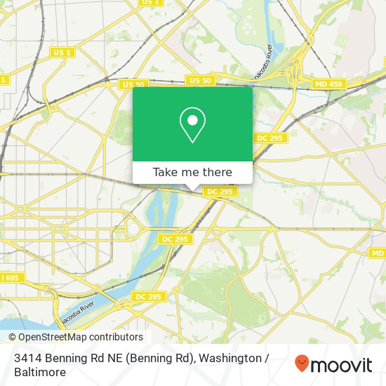 Mapa de 3414 Benning Rd NE (Benning Rd), Washington, DC 20019