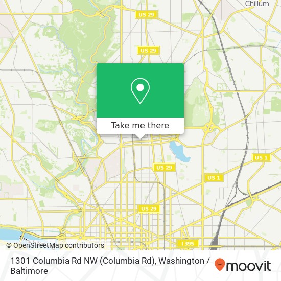 Mapa de 1301 Columbia Rd NW (Columbia Rd), Washington, DC 20009
