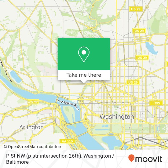 Mapa de P St NW (p str intersection 26th), Washington (Washington DC), DC 20007