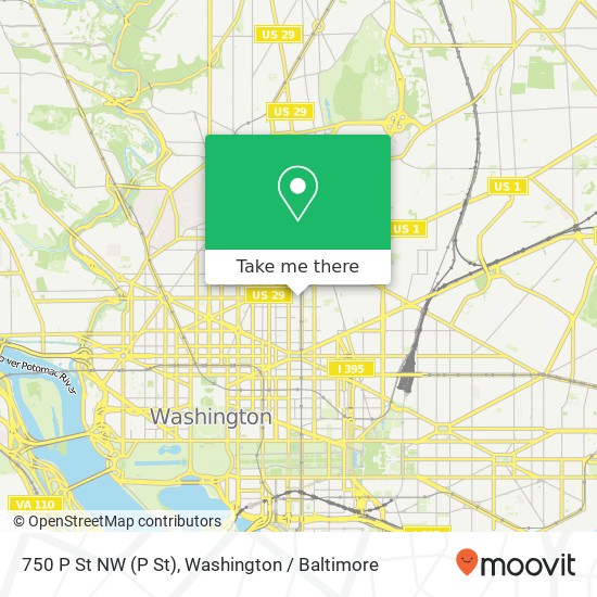 Mapa de 750 P St NW (P St), Washington, DC 20001