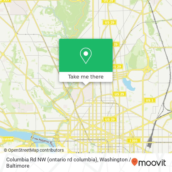 Mapa de Columbia Rd NW (ontario rd columbia), Washington, DC 20009