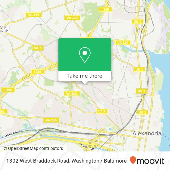 Mapa de 1302 West Braddock Road, 1302 W Braddock Rd, Alexandria, VA 22302, USA