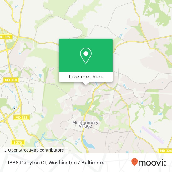 Mapa de 9888 Dairyton Ct, Montgomery Village, MD 20886