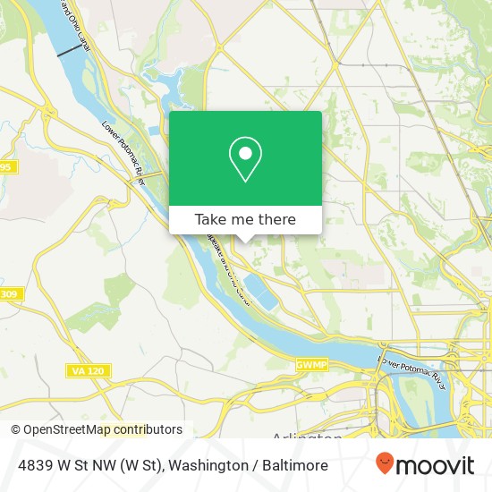 Mapa de 4839 W St NW (W St), Washington, DC 20007