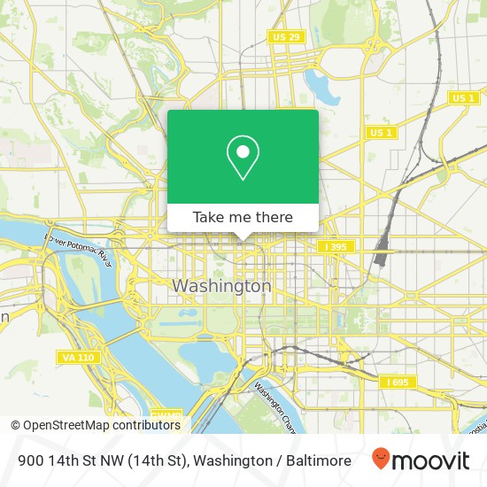 Mapa de 900 14th St NW (14th St), Washington, DC 20005