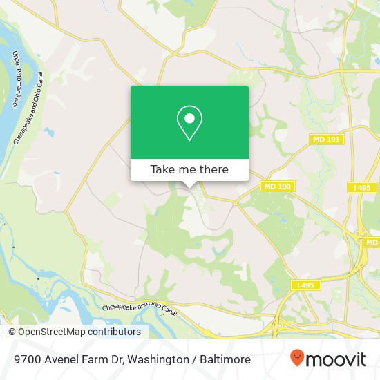 Mapa de 9700 Avenel Farm Dr, Potomac, MD 20854