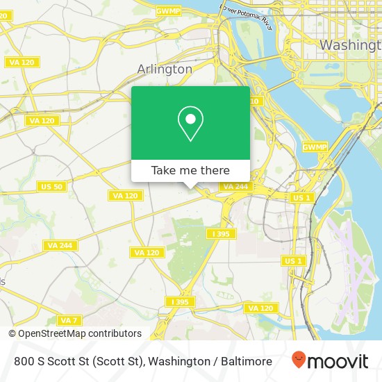 Mapa de 800 S Scott St (Scott St), Arlington, VA 22204