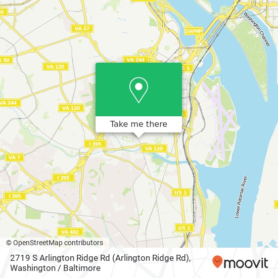 Mapa de 2719 S Arlington Ridge Rd (Arlington Ridge Rd), Arlington, VA 22202