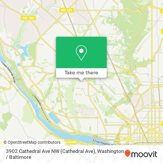 Mapa de 3902 Cathedral Ave NW (Cathedral Ave), Washington, DC 20016