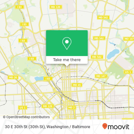 Mapa de 30 E 30th St (30th St), Baltimore, MD 21218