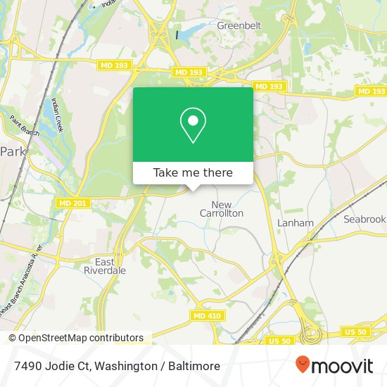 Mapa de 7490 Jodie Ct, New Carrollton, MD 20784