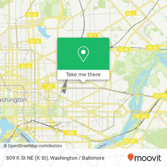 Mapa de 809 K St NE (K St), Washington, DC 20002