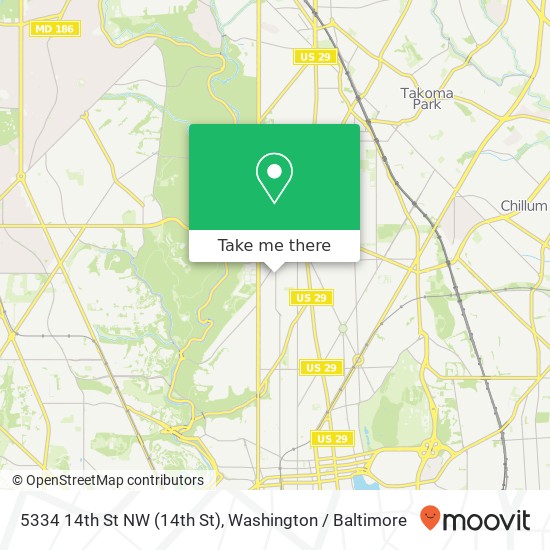 Mapa de 5334 14th St NW (14th St), Washington, DC 20011
