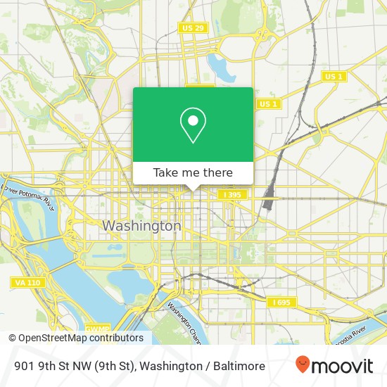 Mapa de 901 9th St NW (9th St), Washington, DC 20001