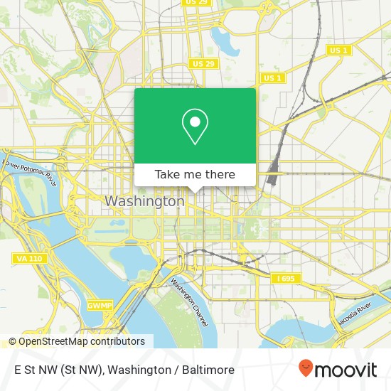 Mapa de E St NW (St NW), Washington, DC 20004