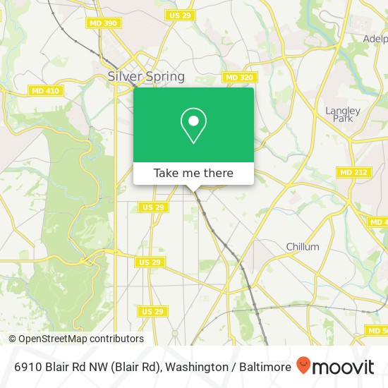 Mapa de 6910 Blair Rd NW (Blair Rd), Washington, DC 20012