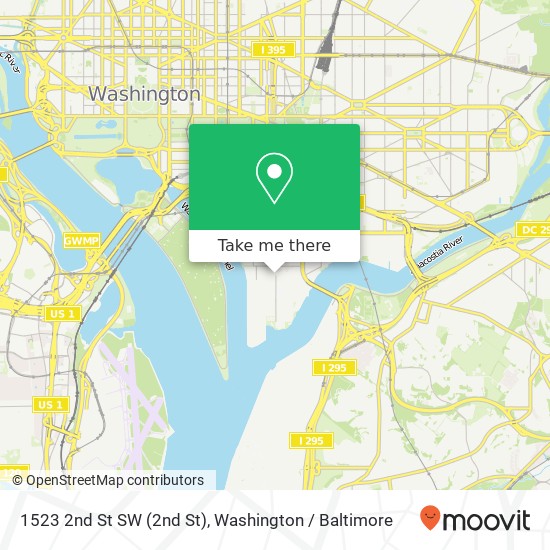 Mapa de 1523 2nd St SW (2nd St), Washington, DC 20024