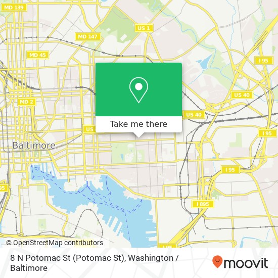 Mapa de 8 N Potomac St (Potomac St), Baltimore, MD 21224