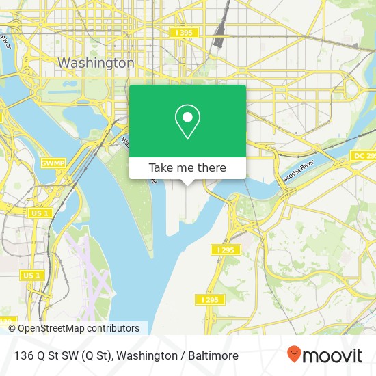 Mapa de 136 Q St SW (Q St), Washington, DC 20024