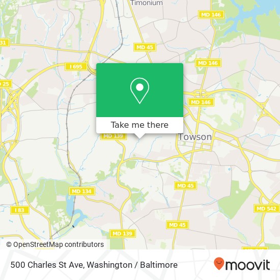 Mapa de 500 Charles St Ave, Towson, MD 21204