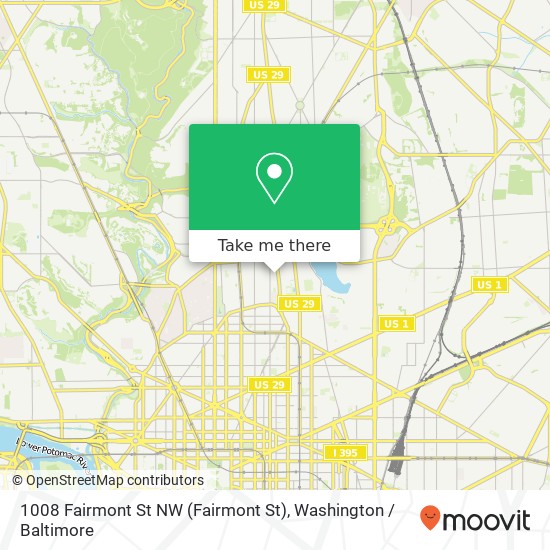 Mapa de 1008 Fairmont St NW (Fairmont St), Washington, DC 20001