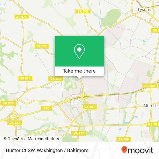 Mapa de Hunter Ct SW, Vienna, VA 22180