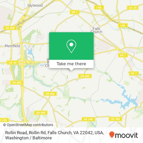 Mapa de Rollin Road, Rollin Rd, Falls Church, VA 22042, USA