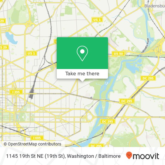 Mapa de 1145 19th St NE (19th St), Washington, DC 20002