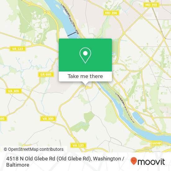 Mapa de 4518 N Old Glebe Rd (Old Glebe Rd), Arlington, VA 22207