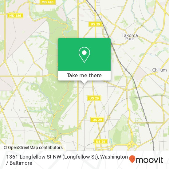 Mapa de 1361 Longfellow St NW (Longfellow St), Washington, DC 20011