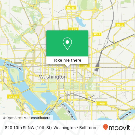 Mapa de 820 10th St NW (10th St), Washington, DC 20001