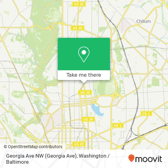 Mapa de Georgia Ave NW (Georgia Ave), Washington, DC 20010
