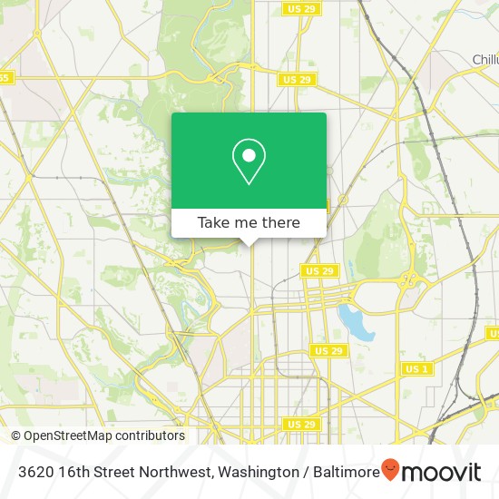 3620 16th Street Northwest, 3620 16th St NW, Washington, DC 20010, USA map