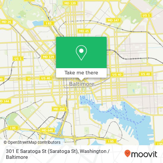 Mapa de 301 E Saratoga St (Saratoga St), Baltimore, MD 21202