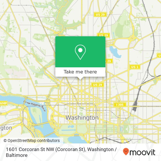 Mapa de 1601 Corcoran St NW (Corcoran St), Washington, DC 20009