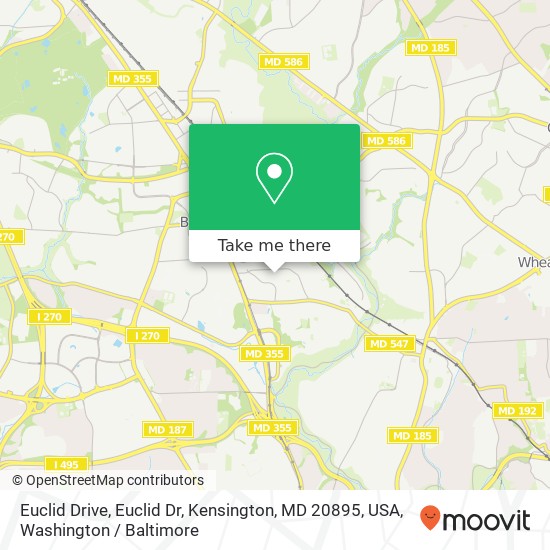 Mapa de Euclid Drive, Euclid Dr, Kensington, MD 20895, USA