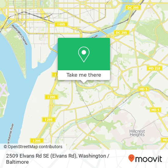 Mapa de 2509 Elvans Rd SE (Elvans Rd), Washington, DC 20020
