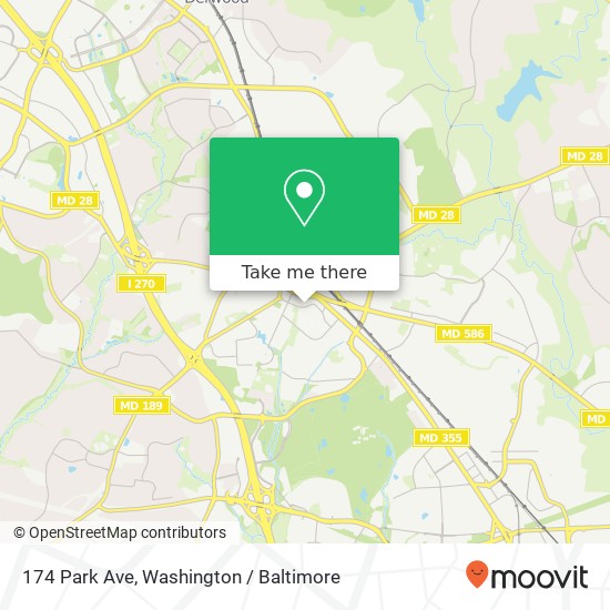 Mapa de 174 Park Ave, Rockville, MD 20850