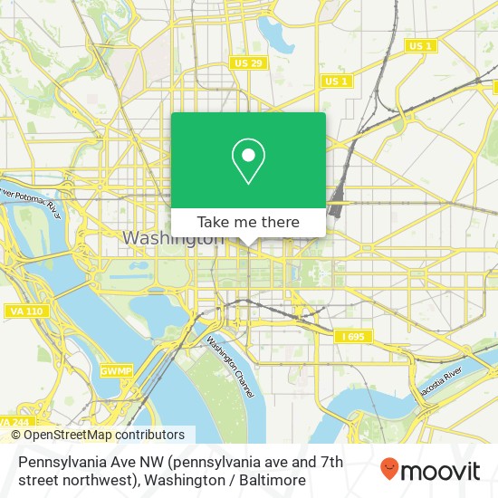 Pennsylvania Ave NW (pennsylvania ave and 7th street northwest), Washington, DC 20004 map