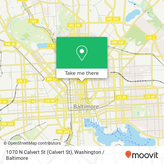 Mapa de 1070 N Calvert St (Calvert St), Baltimore, MD 21202