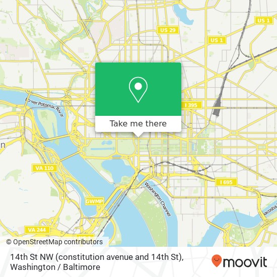 14th St NW (constitution avenue and 14th St), Washington (Washington DC), DC 20004 map