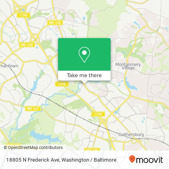 Mapa de 18805 N Frederick Ave, Gaithersburg, MD 20879