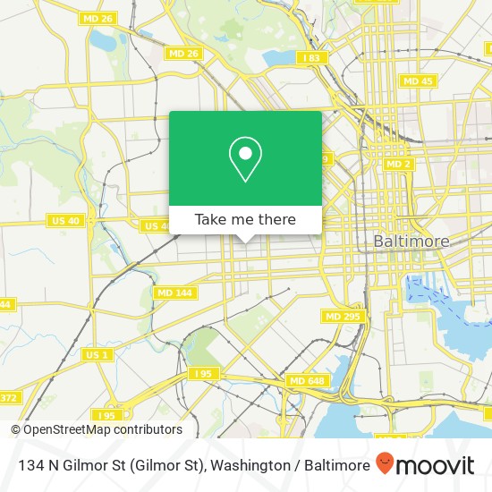 Mapa de 134 N Gilmor St (Gilmor St), Baltimore, MD 21223