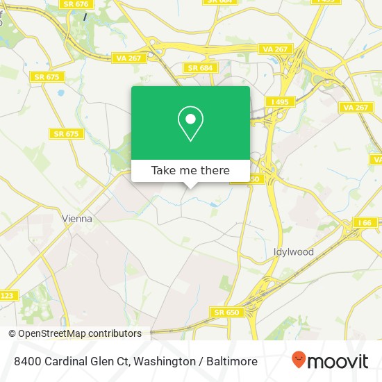 Mapa de 8400 Cardinal Glen Ct, Vienna, VA 22182