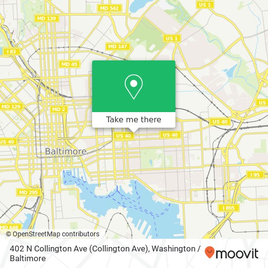Mapa de 402 N Collington Ave (Collington Ave), Baltimore, MD 21231