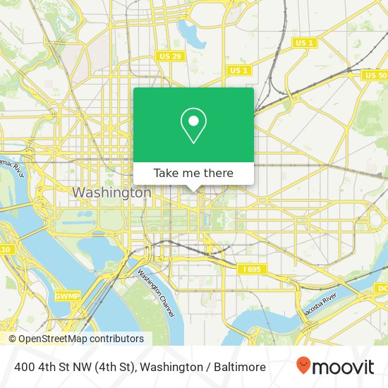 Mapa de 400 4th St NW (4th St), Washington, DC 20001