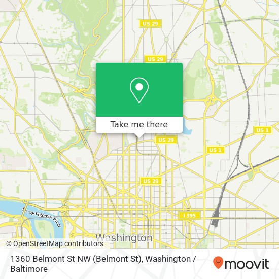 Mapa de 1360 Belmont St NW (Belmont St), Washington, DC 20009